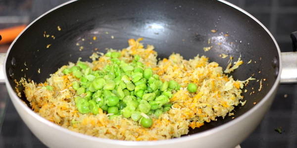 Vegetable Paratha adding gerrn peas