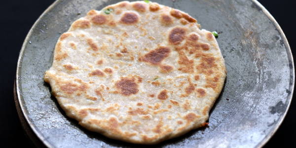 stuffed paratha with papad filling ready