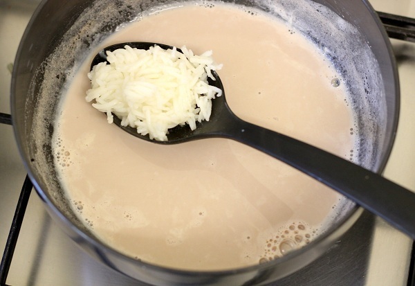 Chocolate Kheer Recipe adding rice