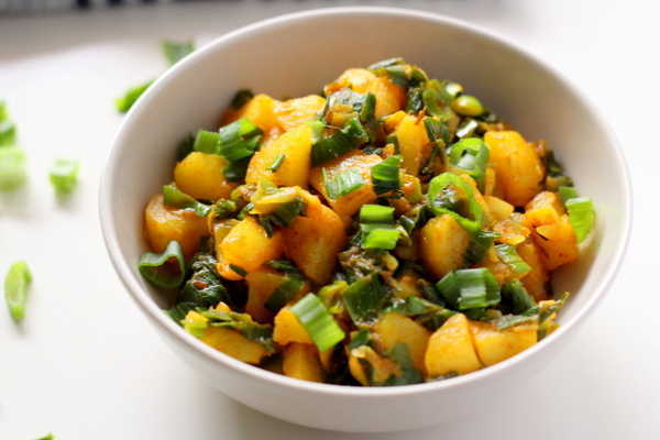 potato spring onion curry recipe bowl