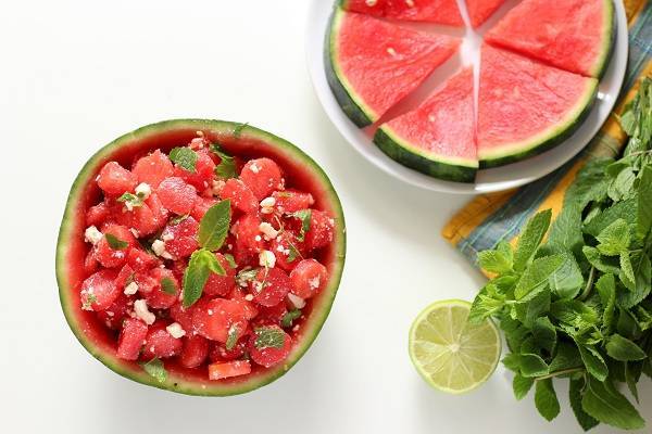 watermelon mint salad with cheese
