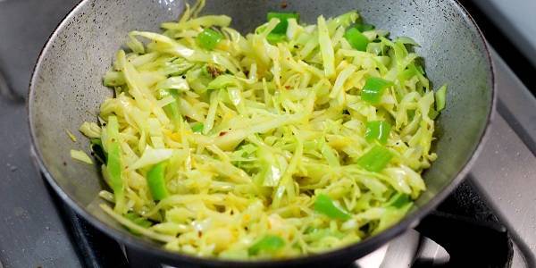 Gujarati Cabbage Sambharo Recipe cooking