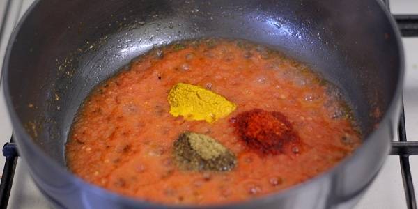 Corn Palak Sabji adding indian spices