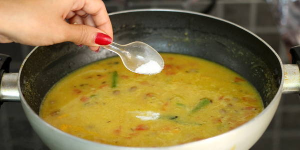 Gujarati Dal Recipe  adding salt