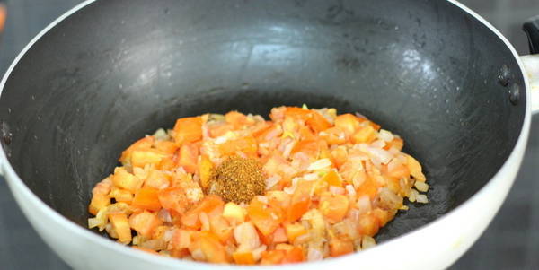 Vegetable Jaipuri adding garam masala