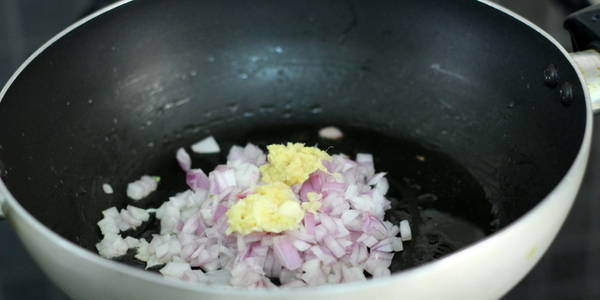 Vegetable Jaipuri adding onion, ginger and garlic