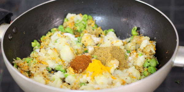 Vegetable Paratha adding indian spices