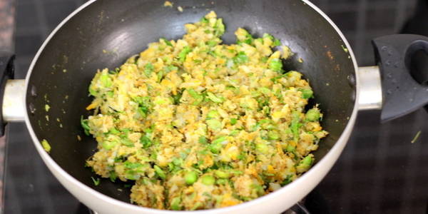 Vegetable Paratha mixing all the ingredients