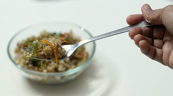 chinese fried rice in fork