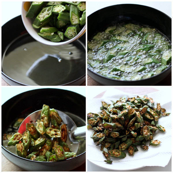 bhindi peanut masala frying bhindi okra