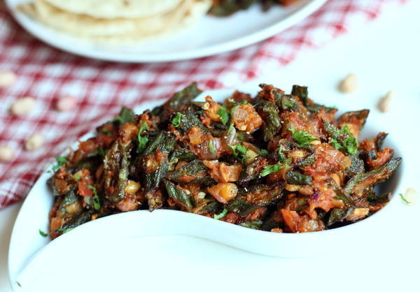 bhindi singhdana fry okra peanut