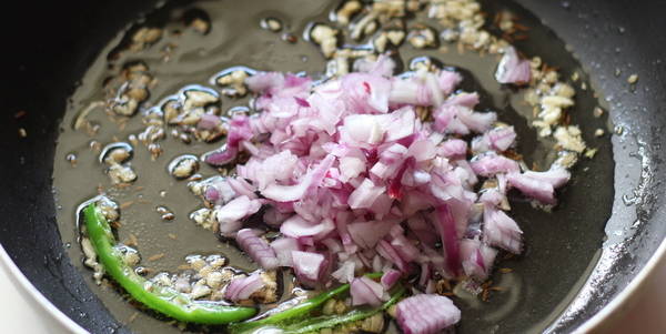 Green Moong Dal Recipe adding onion