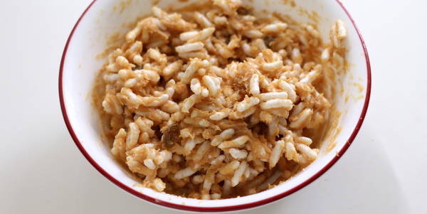 puffed rice peanut butter balls puffed rice peanut mixture