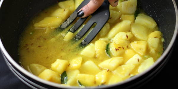 Puri Bhaji bhaji  mash some potatos
