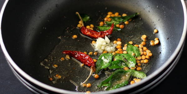 Sambar Recipe addind garlic