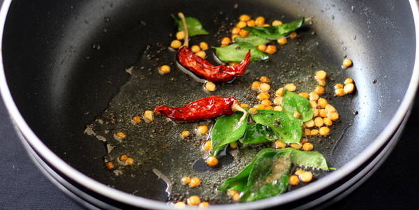 Sambar Recipe adding dry red chili