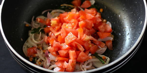 Sambar Recipe adding tomato