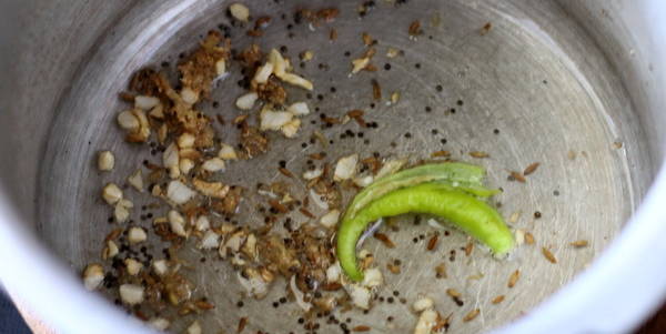 Turai Moong Dal adding green chili