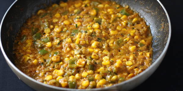 corn capsicum masala sabji is ready