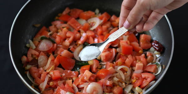 onion tomato chutney adding salt