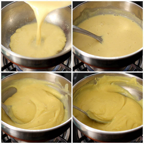 khandvi recipe add batter to kadai